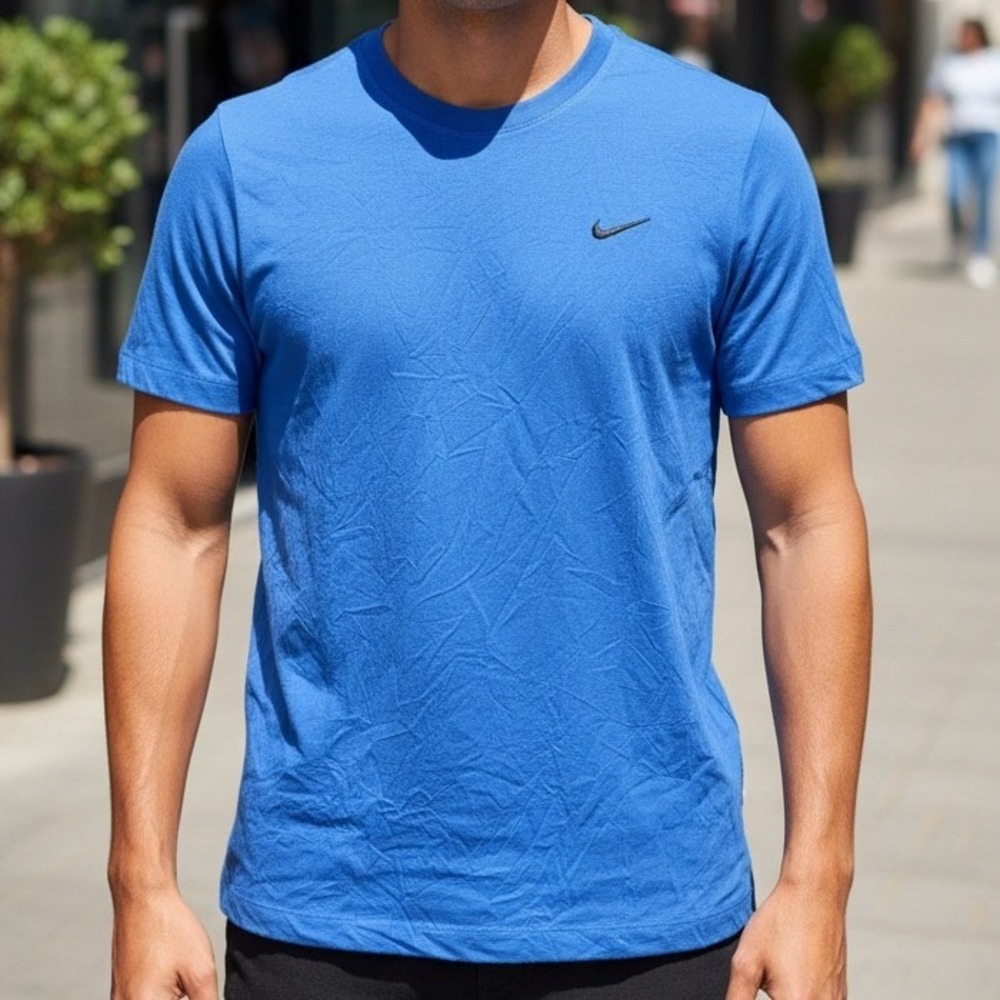 Nike Mens The Nike Tee Short Sleeve‎ Embroidered Swoosh Blue Shirt Size M